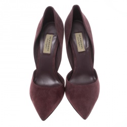 Pre Owned Burberry Taupe Rose Suede Vernoff D'Orsay Pointed Toe Pumps Size 41