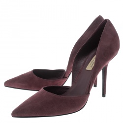 Pre Owned Burberry Taupe Rose Suede Vernoff D'Orsay Pointed Toe Pumps Size 41