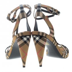Pre Owned Burberry Beige Novacheck Fabric Hans T Strap Sandals Size 40