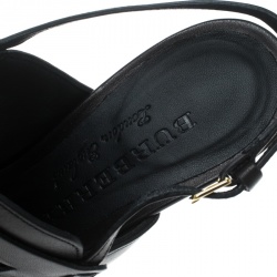 مملوكة مسبقًا صندل بربري فتحة كعب تفاصيل شراشيب مقدمة مدببة قصة كولبرت جلد سوداء مقاس 38.5