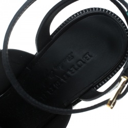 Pre Owned Burberry Black Leather Bethany Tassel Detail Block Heel Sandals Size 40