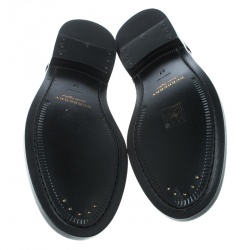 Pre Owned Burberry Black Leather Bedmont Eyelet Detail Penny Loafers Size 37
