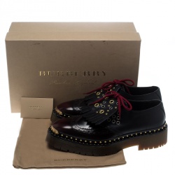 Burberry Two Tone Brogue Leather Bissett Fringe Detail Lace Up Platform Derby Size 37.5