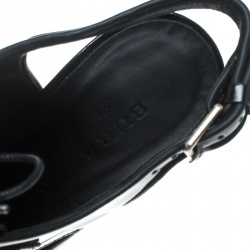 Pre Owned Burberry Black Leather Buckton Pointed Toe Slingback Sandals Size 38