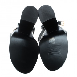 Pre Owned Burberry Black Leather Bethany Tassel Detail Block Heel Sandals Size 39
