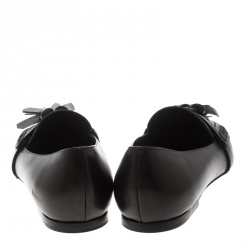 Burberry Black Leather Coledale Tassel Detail Pointed Toe Penny Loafers Size 39