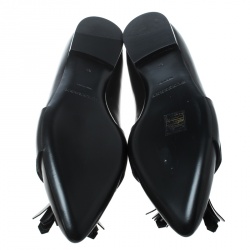 Burberry Black Leather Coledale Tassel Detail Pointed Toe Penny Loafers Size 39