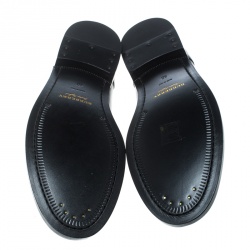 Pre Owned Burberry Black Leather Bedmont Eyelet Detail Penny Loafers Size 40