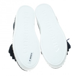 مملوكة مسبقًا Burberry Navy Blue Leather Kiltie Fringe Slip On Sneakers Size  38.5