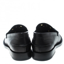 Burberry Black Leather Bedmont Eyelet Detail Penny Loafers Size 39
