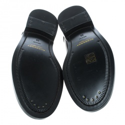 Burberry Black Leather Bedmont Eyelet Detail Penny Loafers Size 39
