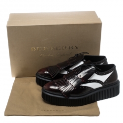 Burberry Two Tone Brogue Leather Chelsam Lace Up Platform Oxfords Size 38