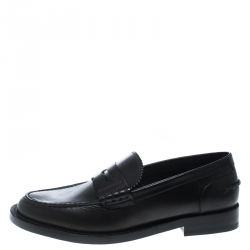 Pre Owned Burberry Black Leather Bedmont Penny Loafers Size 38