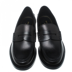 Pre Owned Burberry Black Leather Bedmont Penny Loafers Size 38