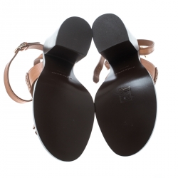 Pre Owned Burberry Cognac Brown Leather Bethany Tassel Detail Block Heel Sandals Size 40