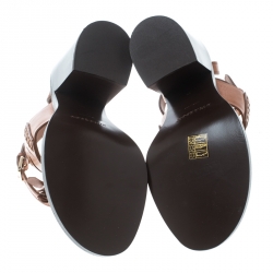 Pre Owned Burberry Cognac Brown Leather Bethany Tassel Detail Block Heel Sandals Size 38