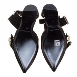 Burberry Black Suede Monroe Ankle Cuff Pointed Toe Flats Size 39
