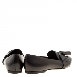 Pre Owned Burberry Black Leather Coledale Tassel Detail Pointed Toe Penny Loafers Size 39.5