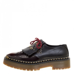 Burberry Two Tone Brogue Leather Bissett Fringe Detail Lace Up Platform Derby Size 41