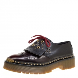 Burberry Two Tone Brogue Leather Bissett Fringe Detail Lace Up Platform Derby Size 41