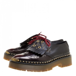Burberry Two Tone Brogue Leather Bissett Fringe Detail Lace Up Platform Derby Size 41