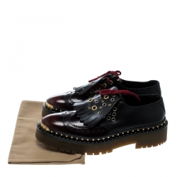 Burberry Two Tone Brogue Leather Bissett Fringe Detail Lace Up Platform Derby Size 40
