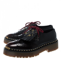 Burberry Two Tone Brogue Leather Bissett Fringe Detail Lace Up Platform Derby Size 40