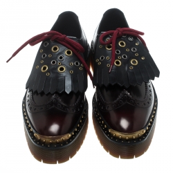 Burberry Two Tone Brogue Leather Bissett Fringe Detail Lace Up Platform Derby Size 40