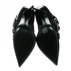 Pre Owned Burberry Black Suede Milner Buckle Detail Pointed Toe Ankle Boots Size 40