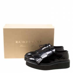 Burberry Black Brogue Leather Chelsam Lace Up Platform Oxfords Size 40