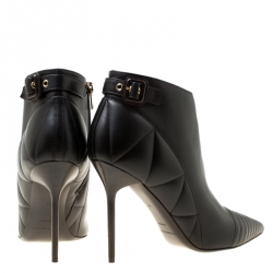Pre Owned Burberry Black Quilted Leather Alexandra Pointed Toe Ankle Boots Size 40