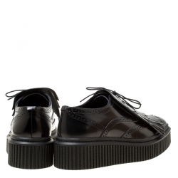 Burberry Black Brogue Leather Chelsam Lace Up Platform Oxfords Size 38