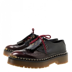 Burberry Two Tone Brogue Leather Bissett Fringe Detail Lace Up Platform Derby Size 41