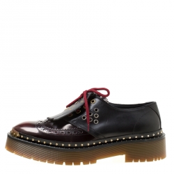 Burberry Two Tone Brogue Leather Bissett Fringe Detail Lace Up Platform Derby Size 41