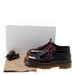 Burberry Two Tone Brogue Leather Bissett Fringe Detail Lace Up Platform Derby Size 41