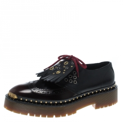 Burberry Two Tone Brogue Leather Bissett Fringe Detail Lace Up Platform Derby Size 40