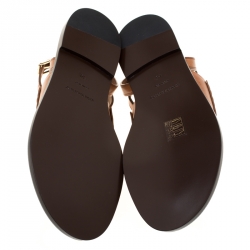 Pre Owned Burberry Cognac Brown Leather Bethany Tassel Detail Flat Sandals Size 40