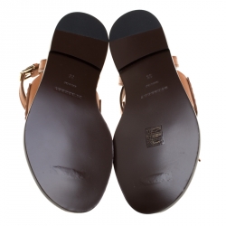 Pre Owned Burberry Cognac Brown Leather Bethany Tassel Detail Flat Sandals Size 38