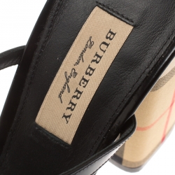 Pre Owned Burberry Black/Red Leather Anthea Strappy Sandals Size 40