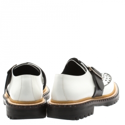Burberry Monochrome Leather Mason Buckle Strap Platform Creepers Size 41