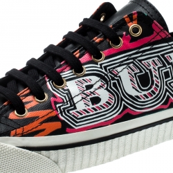 Pre Owned Burberry Black Canvas Kingly Mark Print Low Top Sneakers Size 40