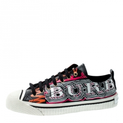 Pre Owned Burberry Black Canvas Kingly Mark Print Low Top Sneakers Size 40