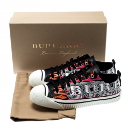 Pre Owned Burberry Black Canvas Kingly Mark Print Low Top Sneakers Size 40