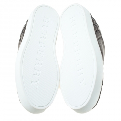 Pre Owned Burberry Metallic Gunmetal Quilted Leather Westford Low Top Sneakers Size 39