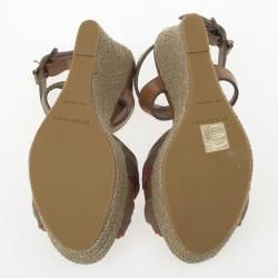 Burberry Washed Housecheck Donegall Wedge Sandals Size 37