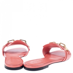 Pre Owned Burberry Pink Patent Leather Coleford Slide Sandals Size 39