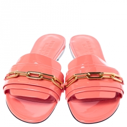 Burberry Pink Patent Leather Coleford Slide Sandals Size 39 Burberry | TLC