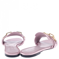 Pre Owned Burberry Pink Satin Coleford Flat Slides Size 36.5