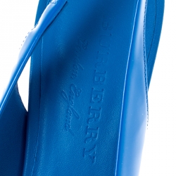 Pre Owned Burberry Blue Patent Leather Fink Slingback Sandals Size 41