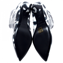 Pre Owned Burberry White/Black Leather Wilsbeck Ankle Boots Size 36.5